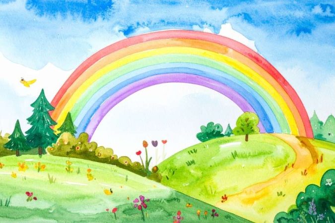 Personne peignant un tournesol sur papier avec une palette colorée, représentant la peinture à l’aquarelle.