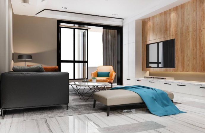 Salon moderne et lumineux illustrant les critères d'évaluation du prix au m2 maison vs appartement France.